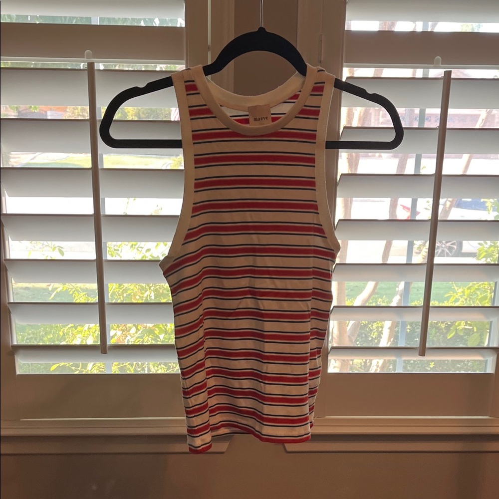Maeve Red and White Striped Tank Top
